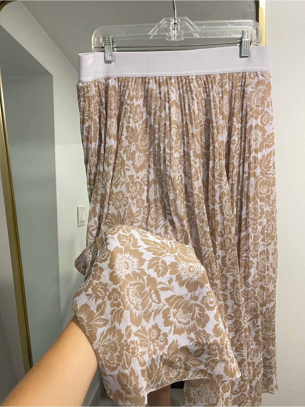 Aritzia Wilfred new twirl pleated skirt floral print lilac tone size XL - Picture 8 of 12